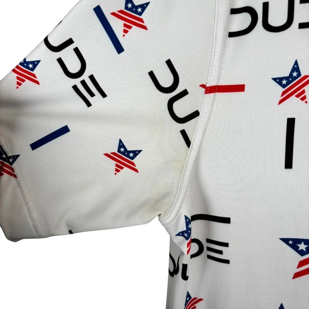 Waggle Performance Golf Polo Shirt Dude Wipes USA‎ Stars Mens L Stretch S/S read - Picture 7 of 10